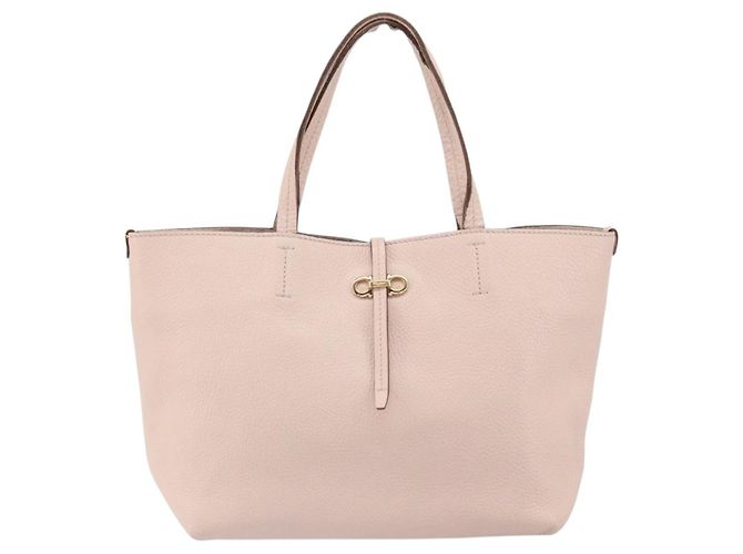 Salvatore Ferragamo Gancini Tote Bag Leather Pink Gold - vista 13
