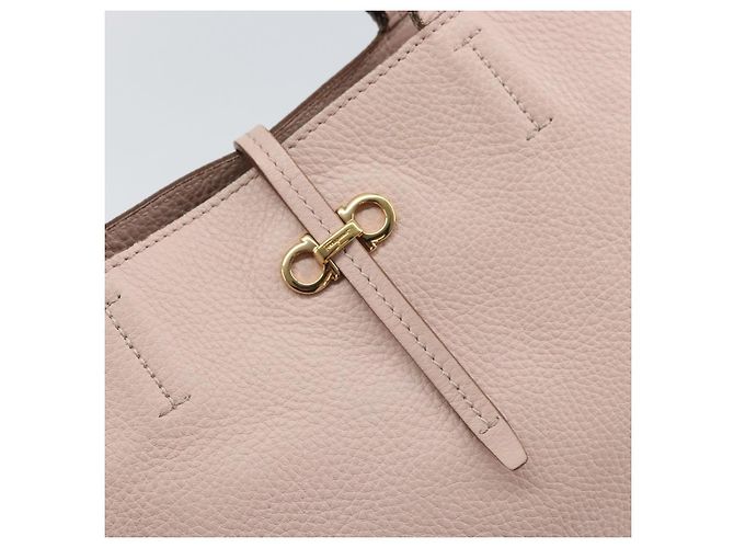 Salvatore Ferragamo Gancini Tote Bag Leather Pink Gold - vista 18