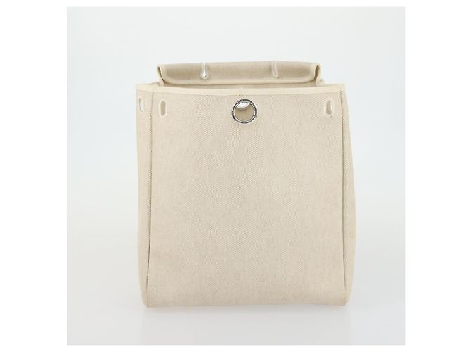 Hermès HERMES Herbag Ad PM Mochila Canvas Cuero 2way Beige Silver - vista 23