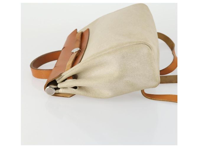 Hermès HERMES Herbag Ad PM Mochila Canvas Cuero 2way Beige Silver - vista 4