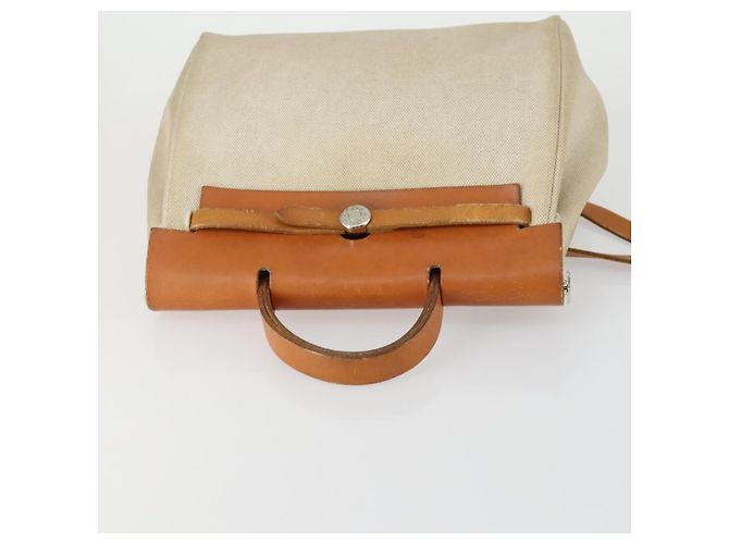 Hermès HERMES Herbag Ad PM Mochila Canvas Cuero 2way Beige Silver - vista 6