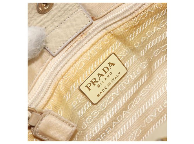 PRADA Chain Shoulder Bag Nylon Beige Gold - vista 10