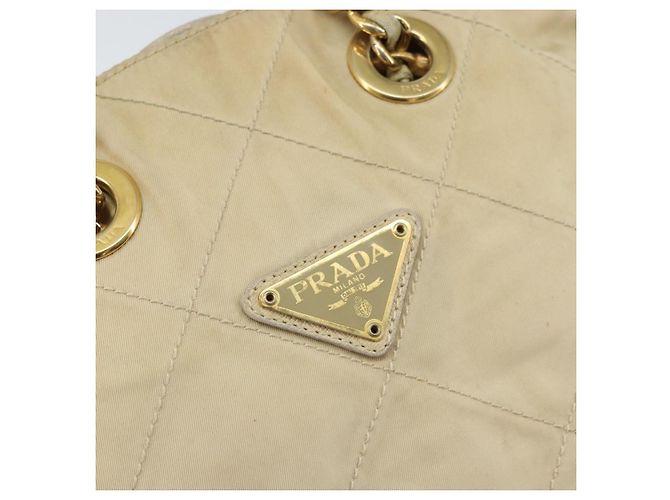 PRADA Chain Shoulder Bag Nylon Beige Gold - vista 17