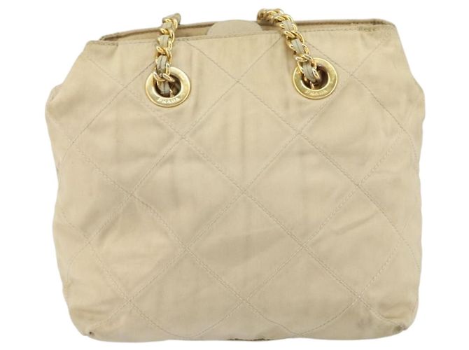 PRADA Chain Shoulder Bag Nylon Beige Gold - vista 2