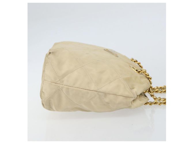 PRADA Chain Shoulder Bag Nylon Beige Gold - vista 3