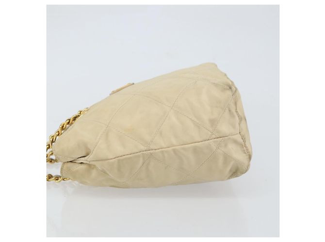 PRADA Chain Shoulder Bag Nylon Beige Gold - vista 4