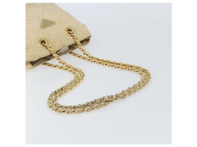 PRADA Chain Shoulder Bag Nylon Beige Gold - vista 7