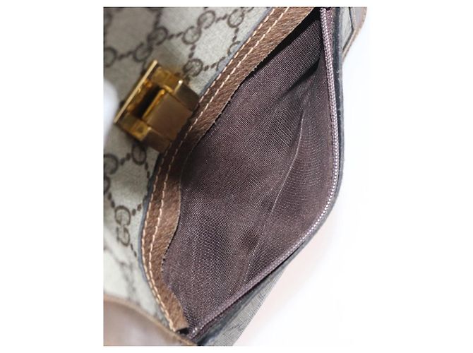 GUCCI GG Supreme Web Sherry Line Shoulder Bag PVC Beige Gold Red - vista 12