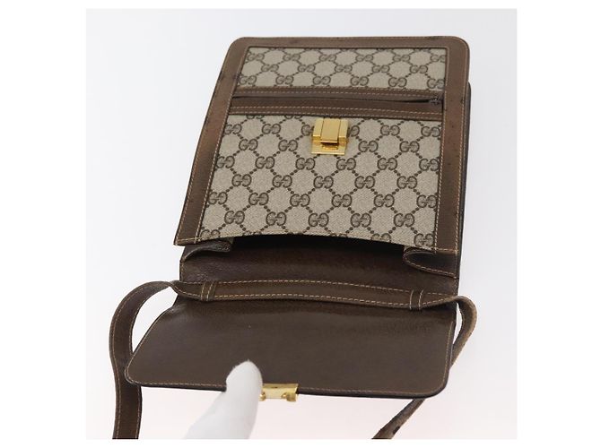GUCCI GG Supreme Web Sherry Line Shoulder Bag PVC Beige Gold Red - vista 18