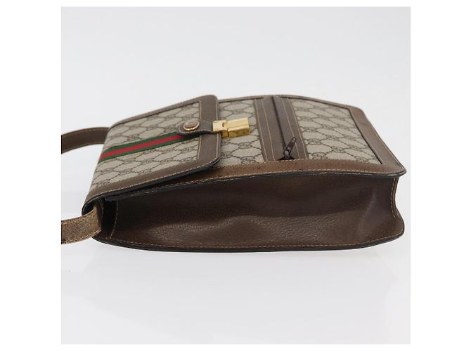 GUCCI GG Supreme Web Sherry Line Shoulder Bag PVC Beige Gold Red - vista 4