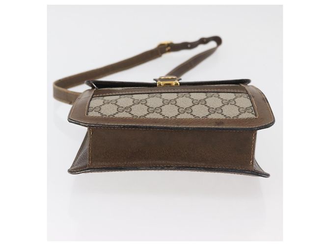 GUCCI GG Supreme Web Sherry Line Shoulder Bag PVC Beige Gold Red - vista 5
