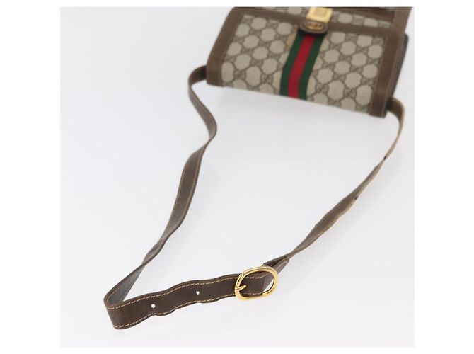 GUCCI GG Supreme Web Sherry Line Shoulder Bag PVC Beige Gold Red - vista 7