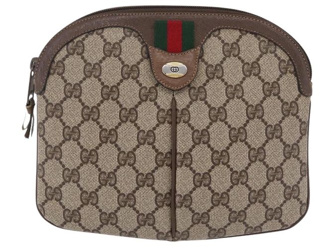 GUCCI GG Supreme Web Sherry Line Bag PVC Beige Gold 904 02 047 - vista 2