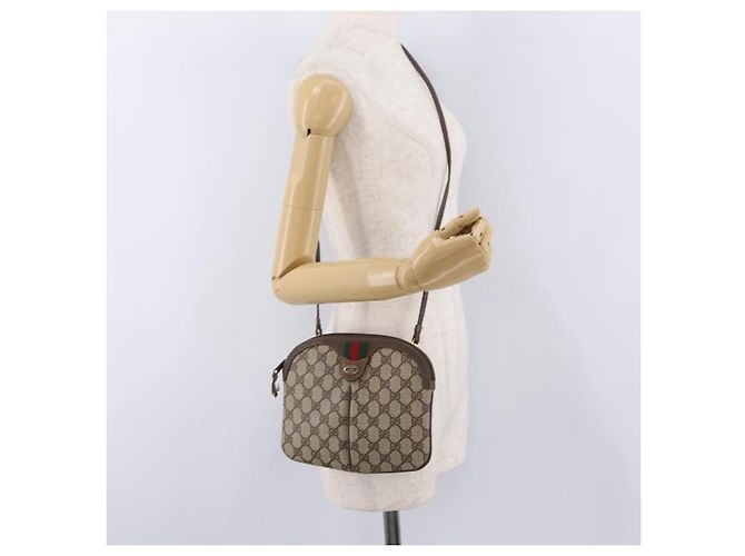 GUCCI GG Supreme Web Sherry Line Bag PVC Beige Gold 904 02 047 - vista 24