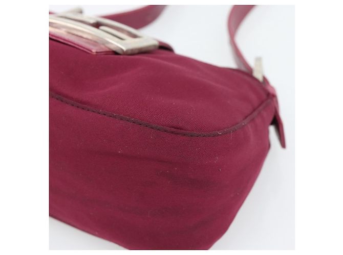 FENDI Mamma Baguette Shoulder Bag Cotton Wine Red Silver - vista 10