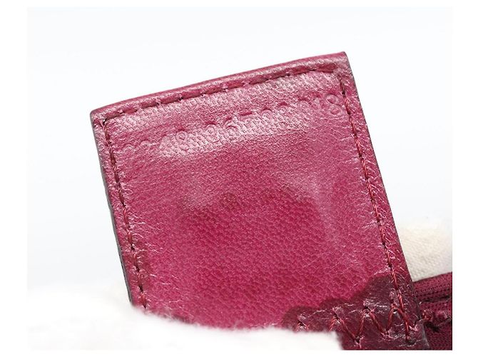 FENDI Mamma Baguette Shoulder Bag Cotton Wine Red Silver - vista 12