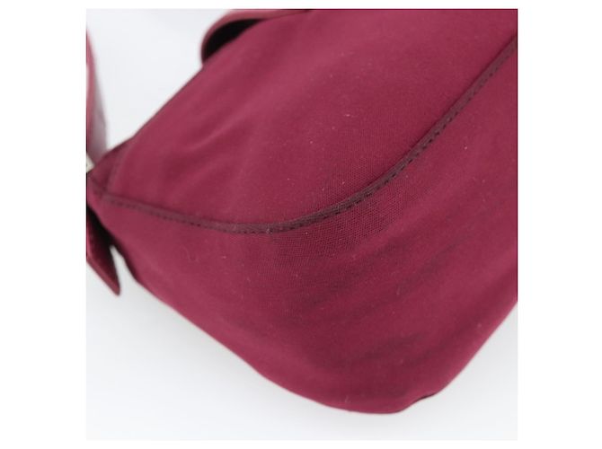 FENDI Mamma Baguette Shoulder Bag Cotton Wine Red Silver - vista 16