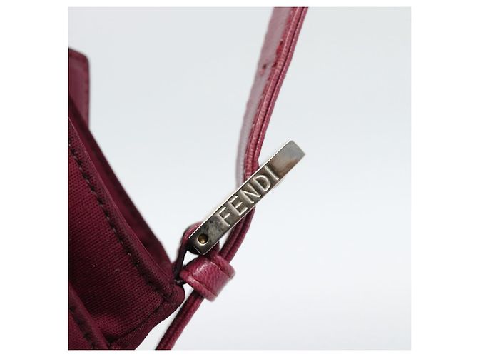 FENDI Mamma Baguette Shoulder Bag Cotton Wine Red Silver - vista 17