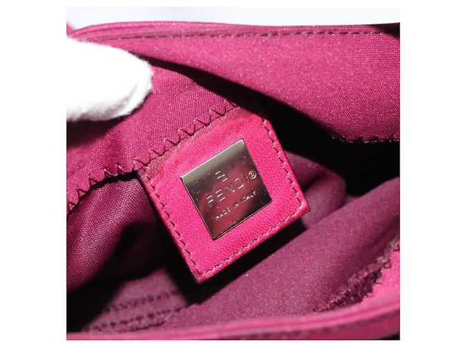 FENDI Mamma Baguette Shoulder Bag Cotton Wine Red Silver - vista 18