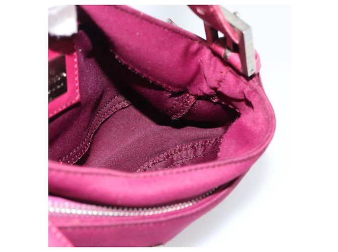FENDI Mamma Baguette Shoulder Bag Cotton Wine Red Silver - vista 19