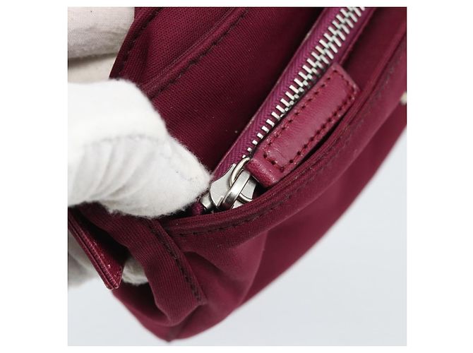 FENDI Mamma Baguette Shoulder Bag Cotton Wine Red Silver - vista 21