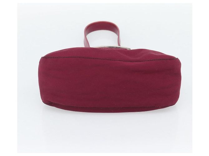 FENDI Mamma Baguette Shoulder Bag Cotton Wine Red Silver - vista 5