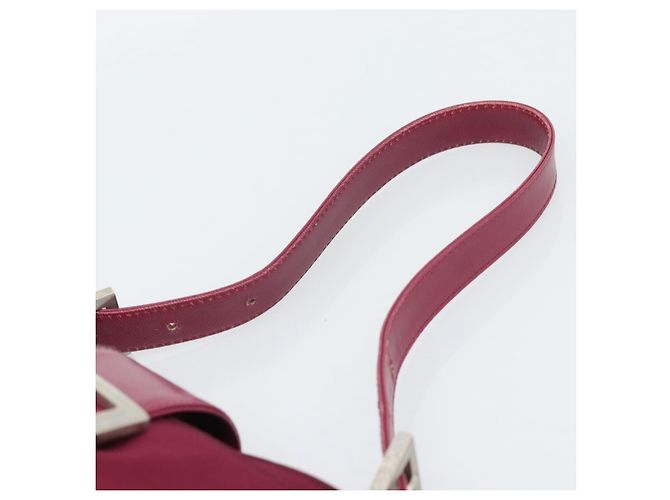 FENDI Mamma Baguette Shoulder Bag Cotton Wine Red Silver - vista 8