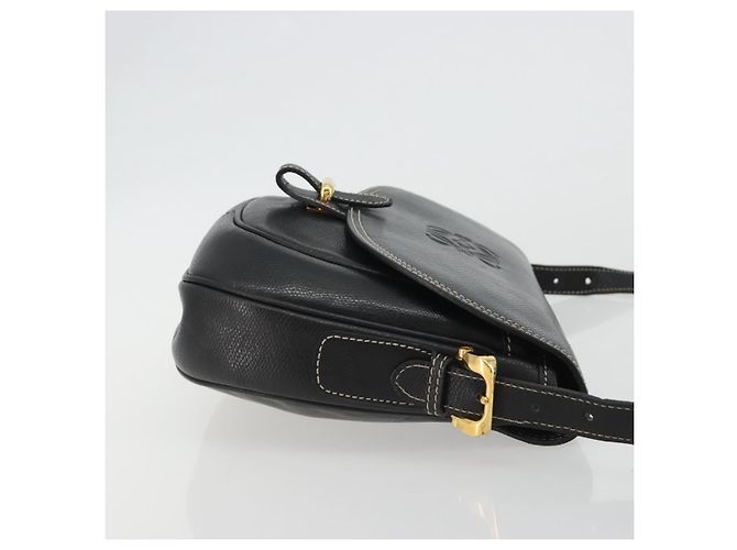 LOEWE Anagram Shoulder Bag Leather Black Gold - vista 3