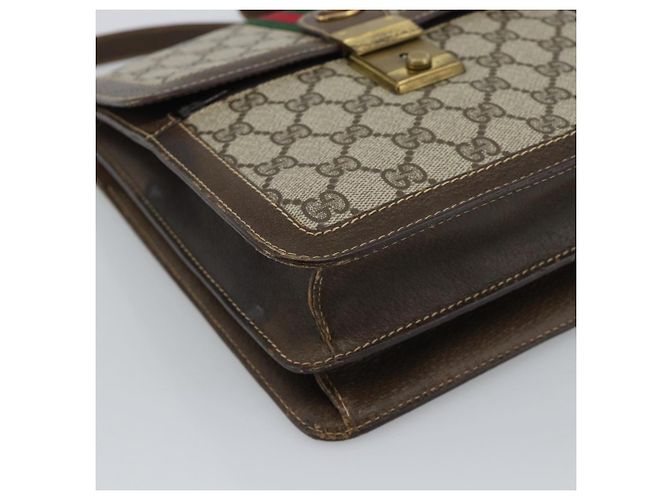 GUCCI GG Supreme Web Sherry Line Shoulder Bag PVC Beige Gold - vista 14