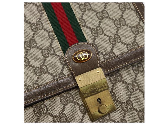 GUCCI GG Supreme Web Sherry Line Shoulder Bag PVC Beige Gold - vista 17