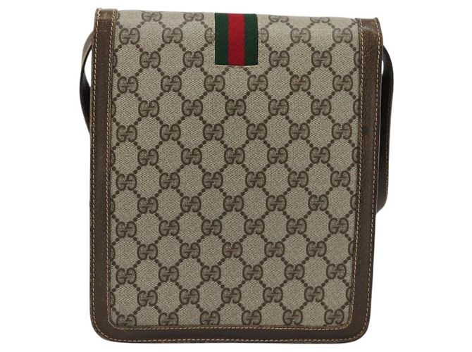 GUCCI GG Supreme Web Sherry Line Shoulder Bag PVC Beige Gold - vista 2
