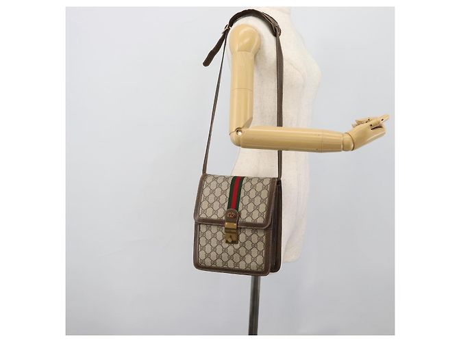 GUCCI GG Supreme Web Sherry Line Shoulder Bag PVC Beige Gold - vista 26