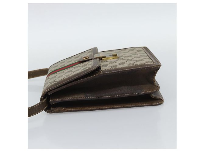 GUCCI GG Supreme Web Sherry Line Shoulder Bag PVC Beige Gold - vista 3