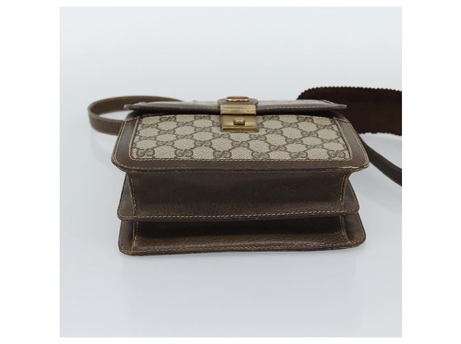 GUCCI GG Supreme Web Sherry Line Shoulder Bag PVC Beige Gold - vista 5