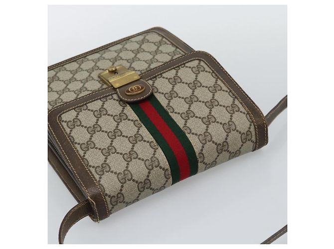 GUCCI GG Supreme Web Sherry Line Shoulder Bag PVC Beige Gold - vista 6
