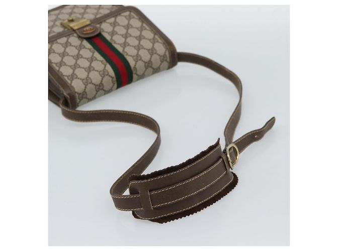 GUCCI GG Supreme Web Sherry Line Shoulder Bag PVC Beige Gold - vista 7