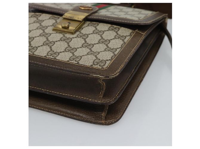 GUCCI GG Supreme Web Sherry Line Shoulder Bag PVC Beige Gold - vista 9