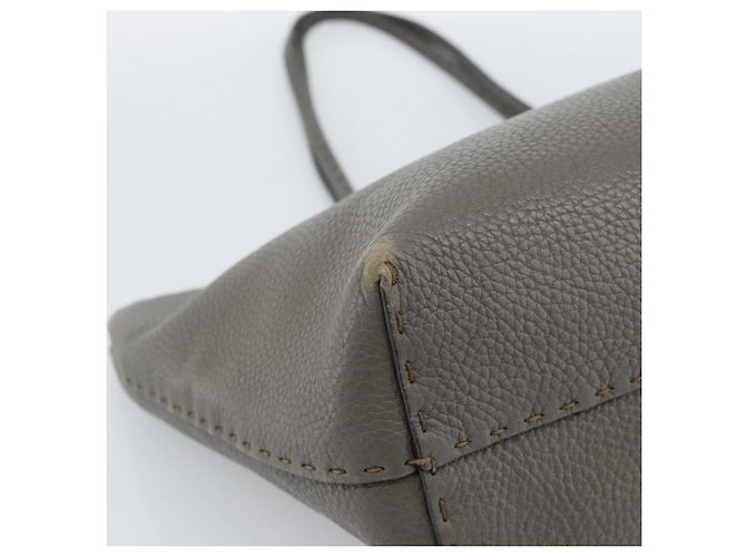 FENDI Bolsa Tote Celeria Couro Cinza Prata - vista 14