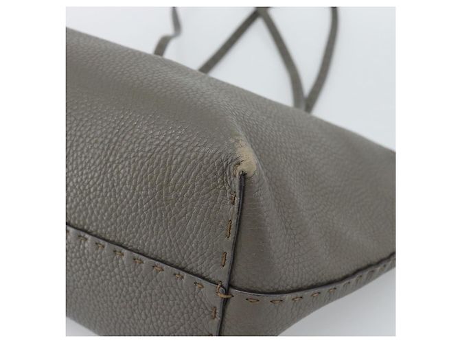 FENDI Bolsa Tote Celeria Couro Cinza Prata - vista 15