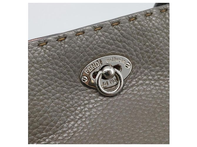 FENDI Bolsa Tote Celeria Couro Cinza Prata - vista 19