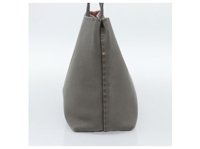FENDI Bolsa Tote Celeria Couro Cinza Prata - vista 3