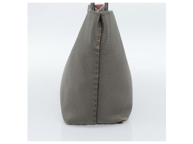 FENDI Bolsa Tote Celeria Couro Cinza Prata - vista 4