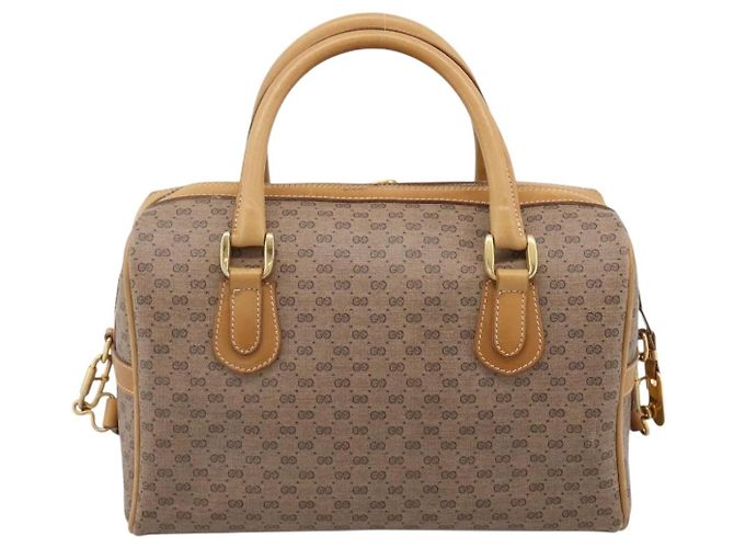 GUCCI Micro GG Supreme Hand Bag PVC 2way Beige Gold 67 02 4422 - vista 2