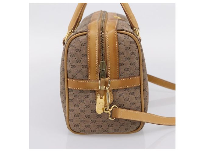 GUCCI Micro GG Supreme Hand Bag PVC 2way Beige Gold 67 02 4422 - vista 3