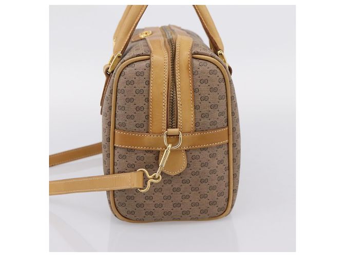 GUCCI Micro GG Supreme Hand Bag PVC 2way Beige Gold 67 02 4422 - vista 4