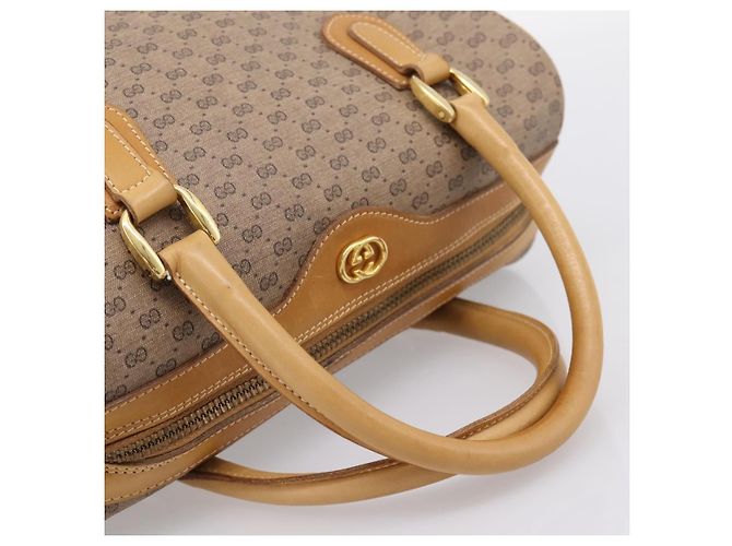 GUCCI Micro GG Supreme Hand Bag PVC 2way Beige Gold 67 02 4422 - vista 8