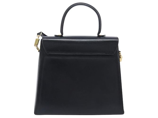 Salvatore Ferragamo Gancini Hand Bag Leather 2way Black Gold - vista 2