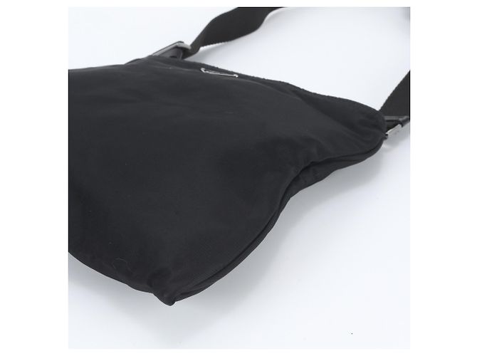 Prada Tessuto Nylon Triangle Logo Leather Bag - view 4