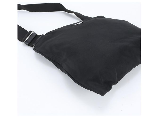 Prada Tessuto Nylon Triangle Logo Leather Bag - view 6