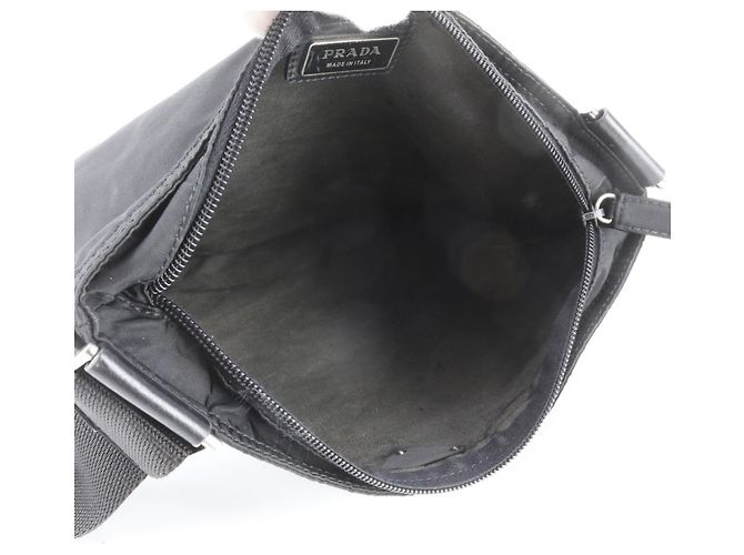Prada Tessuto Nylon Triangle Logo Leather Bag - view 7